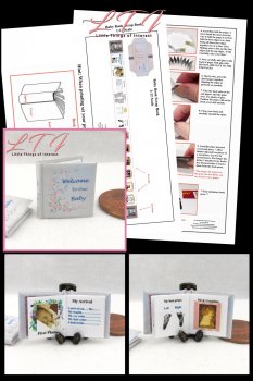 BABY BOOK Scrap Book Printed PDF Kit and Instruction Tutorial in Miniature One Inch Scale
