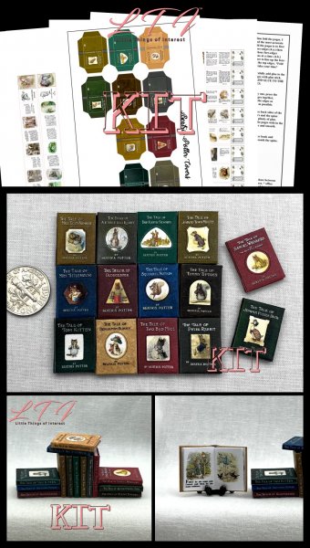 BEATRIX POTTER BOOK SET Kit with Printed Pdf Instruction Tutorial in Miniature in 1/12 Scale Set 14 Pc Books