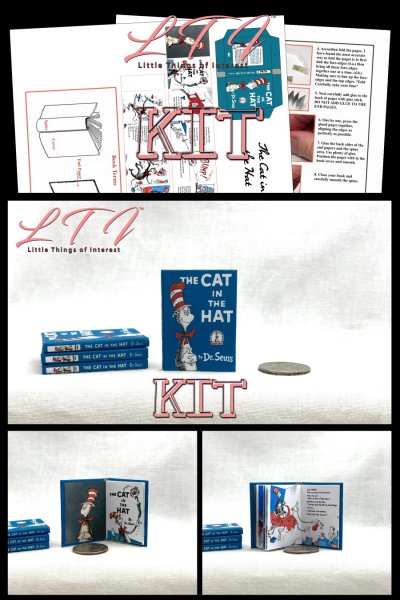 THE CAT IN THE HAT Book Kit Printed Pdf and Instruction Tutorial in Miniature Playscale 1/6 Scale Dr. Seuss