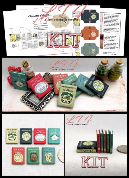 THE CHRONICLES OF NARNIA Printed Kit in Miniture 1/12 Scale Full Set 7 Pc Miniature Books Kit