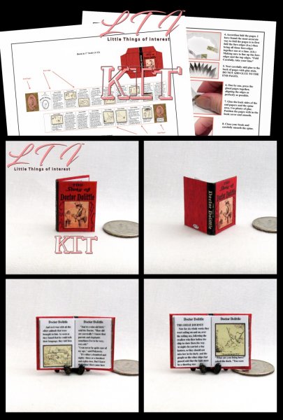 DOCTOR DOLITTLE Book Kit Printed PDF and Instruction Tutorial in Miniature One Inch Scale