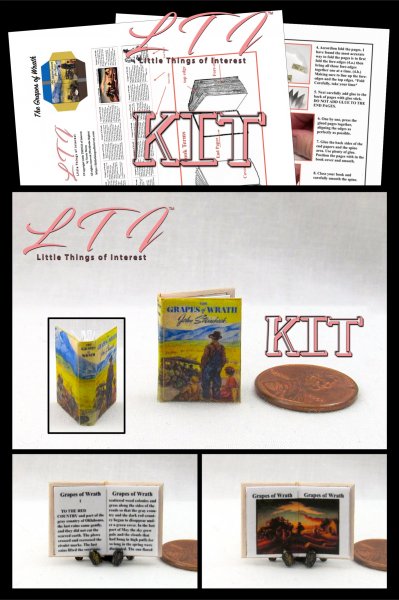 THE GRAPES OF WRATH Book Printed PDF Kit and Instruction Tutorial in Miniature 1/12 Scale