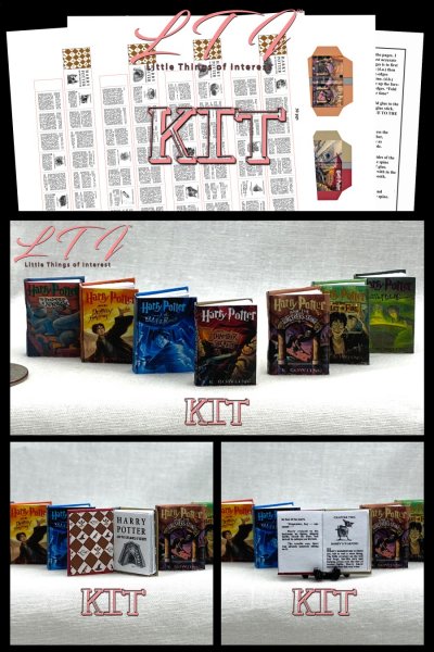 HARRY POTTER Book Series Kit with Printed Pdf Instruction Tutorial in Miniature in 1/12 Scale Set 7 Pc Books