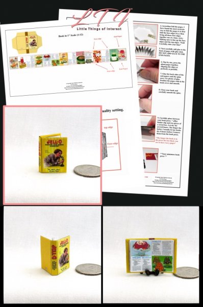JELLO COOKBOOK Kit Printed Printed PDF and Instruction Tutorial in Miniature One Inch Scale