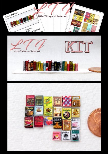 KITCHEN COOKBOOKS 21 Pc PROP BOOKS KIT Printed PDF and Instruction Tutorial Quarter Scale 1/48 Scale Kit