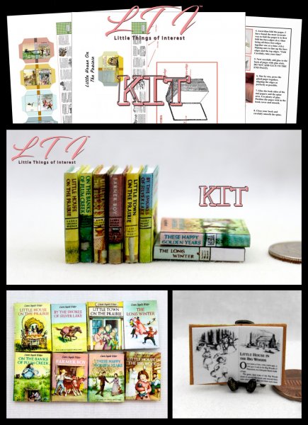 LITTLE HOUSE ON THE PRAIRIE 8 Pc Book Kit Printed PDF and Instruction Tutorial in Miniature 1/12 Scale Laura Ingalls Wilder