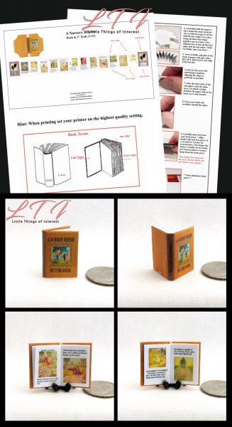 A NURSERY RHYME Book Printed PDF Kit and Instruction Tutorial in Miniature One Inch Scale