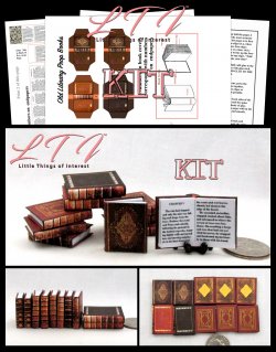 OLD LIBRARY BOOKS SET 10 Pc Prop Book Kit with Printed Pdf Instruction Tutorial in Miniature in 1/12 Scale
