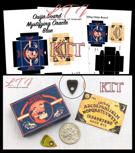 OUIJA BOARD Blue Box and Planchette Kit Printed PDF Tutorial in Miniature 1/12 Scale DIY