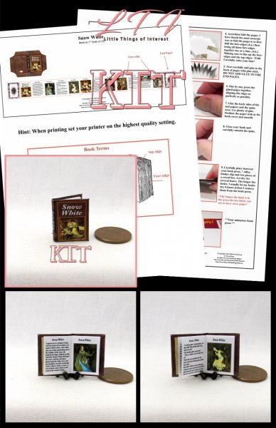 SNOW WHITE Book Kit Printed PDF and Instruction Tutorial in Miniature One Inch Scale