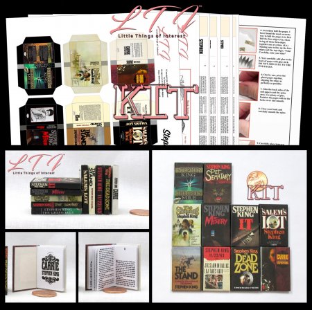 STEPHEN KING BOOK SET 10 Pc Kit Printed PDF Instruction Tutorial in Miniature Playscale DIY 1/6 Scale