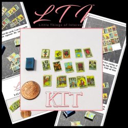 22 TAROT CARDS Major Arcana Tarot Deck And Box Kit Printed PDF Instruction Tutorial in Miniature Dollhouse One Inch Scale