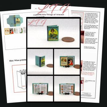 VINTAGE STYLE COOKBOOK Kit Printed PDF and Instruction Tutorial in Miniature One Inch Scale