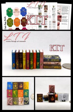 VINTAGE LANG FAIRY TALES Set 12 Pc Prop Books Printed Kit in Miniture 1/12 Scale Miniature Books DIY Kit