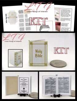 WHITE HOLY BIBLE Book Kit Printed PDF and Instruction Tutorial in Miniature 1/12 Book Kit