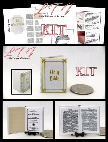 WHITE HOLY BIBLE Book Kit Printed PDF and Instruction Tutorial in Miniature 1/12 Book Kit