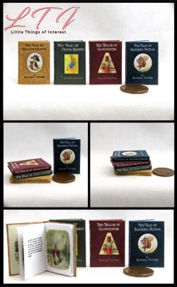 BEATRIX POTTER BOOKS SET 4 Miniature Playscale Readable Illustrated Books