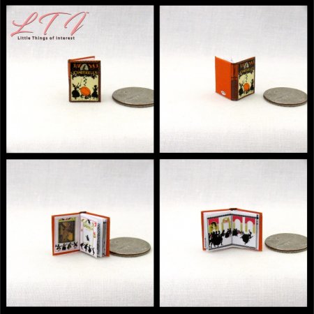 CINDERELLA Dollhouse Miniature Half Inch 1/24 Scale Illustrated Book Children Fairy Tales