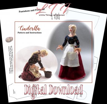CINDERELLA Digital Download PDF Instructions and Pattern to Dress a One Inch Scale Lady Doll DIY (Beginner)