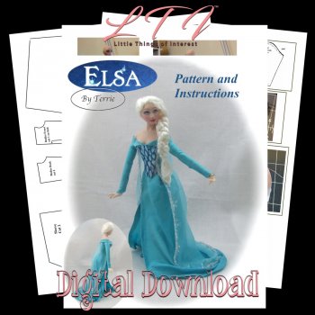 ELSA Digital Download PDF Instructions and Pattern to Dress a One Inch Scale Medieval Lady Doll DIY (Beginner)