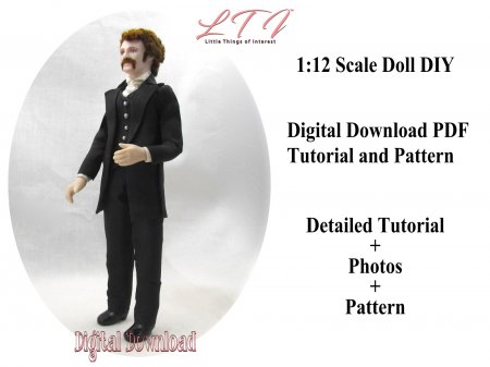 JAMES Digital Download PDF Tutorial and Pattern One Inch Scale Male Doll Outfit DIY (Experienced)