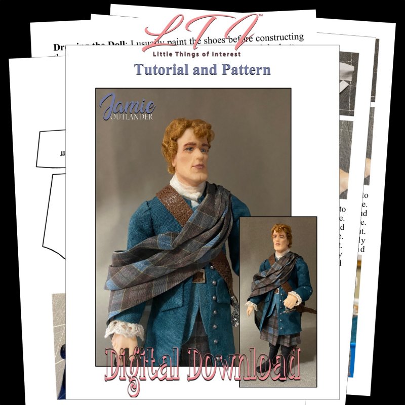 JAMIE FRASER Outlander Digital Download Pdf Tutorial and Pattern One Inch Scale Male Doll Outfit DIY (Intermediate) - Click Image to Close
