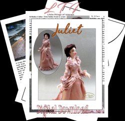 JULIET Digital Download PDF Tutorial and Pattern One Inch Scale Female Doll DIY 1870 Ladies Dinner Dress (Intermediate)