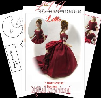 LILLIE Digital Download PDF Instructions and Pattern to Dress a One Inch Scale Lady Doll DIY (Experienced)