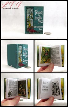 THROUGH THE LOOKING GLASS Illustrated Readable Miniature One Fourth Scale Book