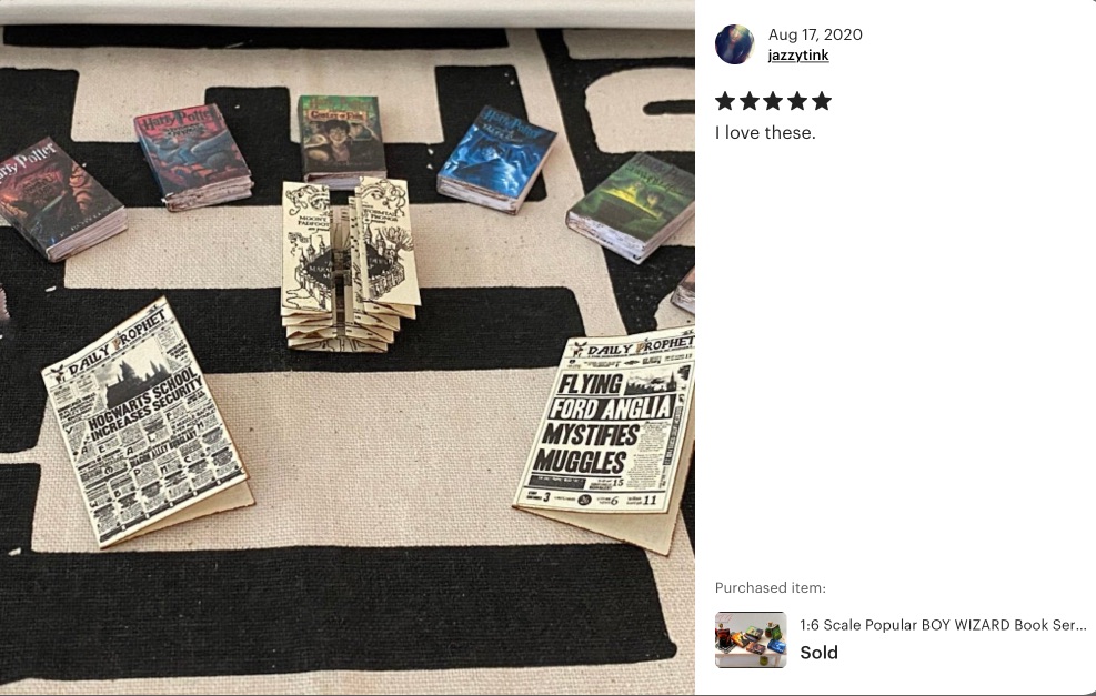 HARRY POTTER SERIES Miniature One Inch Scale Set of 7 Prop Faux Books - Click Image to Close